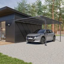 Carport Voiture En Aluminium - Carport Adossé - Hauteur 217 - Capacité 1 Véhicule - Gris - Fabrication Française - Garantie 15 Ans - Trigano