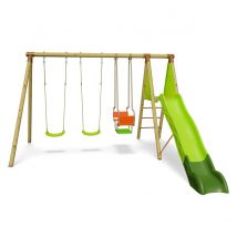 Balançoire En Bois 2,30 M Topwood Punji - 5 Enfants - Inclus 2 Balançoires, Face À Face - Fabrication Française - Garantie 10 Ans - Aleo By Trigano
