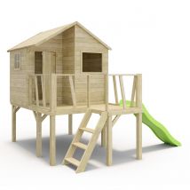 Maisonnette Bois Sur Pilotis Avec Toboggan Victor - 3 Enfants - À Peindre - Garantie 2 Ans - Aleo By Trigano