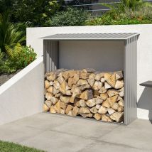 Abri à bûches métal gris châtaigne 1,5 à 2,5 stères - Trigano