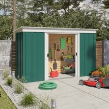 Abri De Jardin En Métal - Couleur Vert Ral6005 - Surface Totale 3.55 M² - Garantie 15 Ans - Fabrication Européenne - Yardmaster - Trigano)