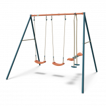 Portique Métal 2,20 M Axion Teo - 4 Enfants - Inclus 2 Balançoires, Face À Face - Fabrication Française - Garantie 10 Ans - Aleo By Trigano