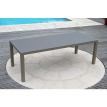 Table de jardin aluminium plateau verre 2,2 m x 0,9m x 0,8 m - Trigano