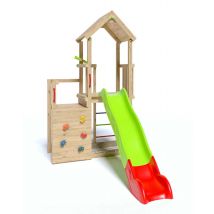 Tour De Jeux Bois Agile Xplorer - 6 Enfants - Inclus Bac À Sable Avec Filet De Protection, Poignées Ergonomiques X4, Télescope - Fabrication Française