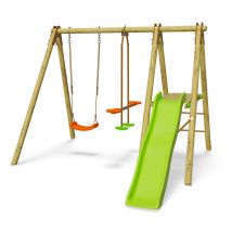 Balançoire En Bois 1,90 M Artix Vabi - 4 Enfants - Inclus 1 Balançoire, Face À Face - Fabrication Française - Garantie 10 Ans - Aleo By Trigano