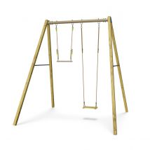 Balançoire En Bois Poutre Métal 3 M Adulte Walter - 2 Personnes - Inclus 1 Balançoire, Trapèze - Fabrication Française - Garantie 10 Ans - Aleo By