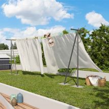 Etendoir à linge extérieur trigano windy gris - 60m de fil - Trigano