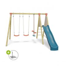 Balançoire En Bois 2,30 M Topwood Yaki 2 - 6 Enfants - Inclus 2 Balançoires, Face À Face - Fabrication Française - Garantie 12 Ans - Aleo By Trigano