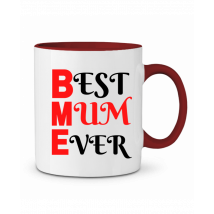 Mug Bicolore - Best Mum Ever - Rouge - Taille Unique - 360g - Idée cadeau personnalisé