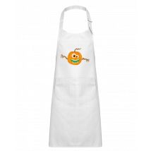 Tablier Enfant - Monstre Citrouille Halloween - Blanc - Polyester et Coton - Taille 60 x 44 cm - 160g - Idée Cadeau Personnalisé
