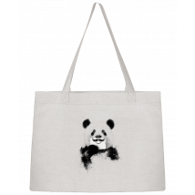 Sac Shopping - Funny Panda - Gris Chiné - Coton et Polyester - Taille Unique