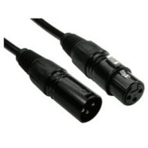1m 3 Pin XLR Male to Female Cable - Black Connectors