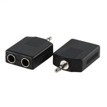 3.5mm Stereo Plug to 2x 6.35mm Stereo Sockets Adapter