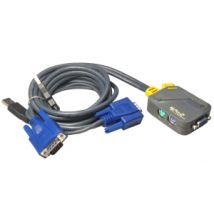 2 Port PS/2 KVM Switch with 2x USB Moulded Leads