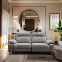 ALEX Canapé fixe ou relaxation tissu bi matière