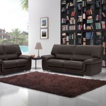 Canapé d'angle - AOSTE Salon 3+2 100% cuir Buffle, Vachette, Cuir épais