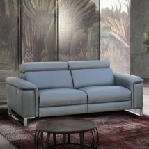 Canapé relaxation ou fixe - JOHANNA 100% Cuir Relaxation avec têtières Electrique ou canapé Fixe