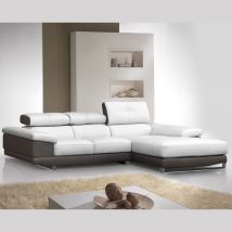 Canapé - ROMEO angle méridienne 100% cuir têtières réglables