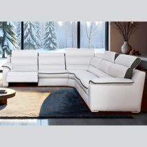 ROSIANE Canapé d'angle 100% Cuir Relaxation Electrique ou Fixe