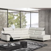 Canapé d'angle - TONDO Angle 100% Cuir Relaxation avec têtières Electrique (en option) ou Fixe