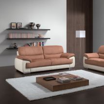 Canapé - TOULON 100% Cuir Premium et/ou Tissu Microfibre
