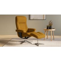 BERGEN fauteuil + pouf pied étoile tissu ou cuir