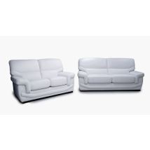 CHRISTELLE SALON 3+2 100% CUIR PREMIUM BLANC - EN STOCK -