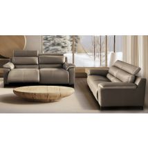 RASTO 100% Cuir Relaxation avec têtières Electrique ou canapé Fixe