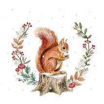Serviette "Eichhörnchen und Herbstkranz" - 20 Stück