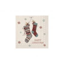 Serviette "Happy Christmas Socks" - 20 Stück