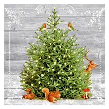 Serviette "Weihnachtsbaum & Waldtiere" - 20 Stück