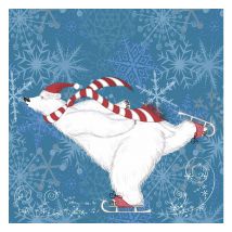 Serviette "Eisbär auf Schlittschuhen" - 20 Stück