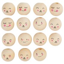 Holzkugeln mit Gesicht "Cute Faces"