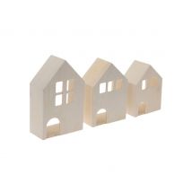 3D Holzhäuschen, 3er-Set