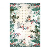 Motiv-Strohseide Vögel auf "Beerenzweig"