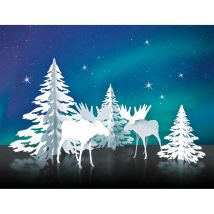 Winterliche Papierszenerie "Elche"