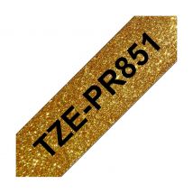 Brother P-touch Premium Schriftband, 24 mm - Schwarz auf Glitzer-Gold