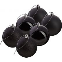 Weihnachtskugeln aus Kunststoff, 6 Stück - Schwarz