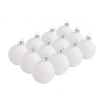 Weihnachtskugeln aus Glas, Ø 5,7 cm - Weiß-Opal