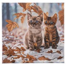 Diamond Painting "Crystal Art Kit", 30 x 30 cm - Autumn Kittens