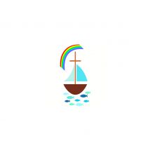 Wachsmotiv "Segelboot mit Regenbogen"