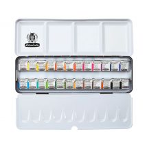 AKADEMIE Aquarellkasten mit 24 halben Näpfchen