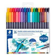 STAEDTLER Dubbelvezelige schilder met penseelpunt, 36 stuks