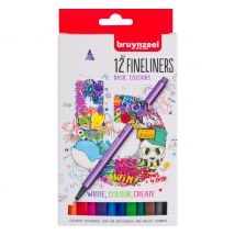 Bruynzeel Fineliners-set, 12 kleuren