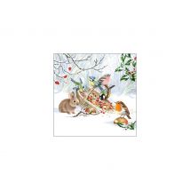 Servet "Dierenvoeding in het winterbos" - 20 stuks