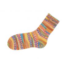 Gründl Hot Sock's "Lazise" - Pompoen/Aqua Blauw/Narcissus/Rood/Wit Gemarmerd