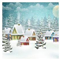Servet "Dorp in de sneeuw" - 20 stuks