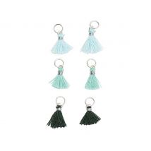 Mini kwastjes met oogje - Turquoise-Mix