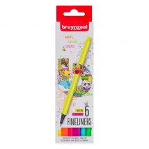 Bruynzeel Fineliners-Set, 6 stuks - Neon Colours