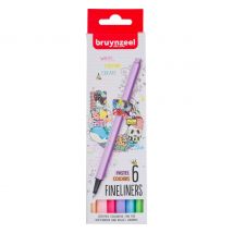Bruynzeel Fineliners-Set, 6 stuks - Pastel Colours